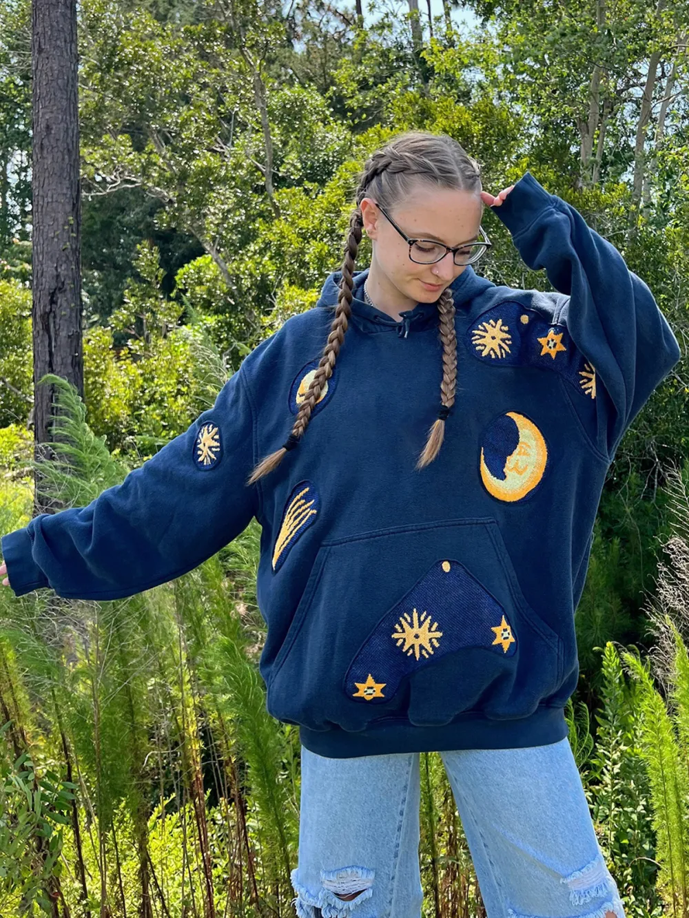 Navy Streetwear Leisure Hoodie Sweatshirts