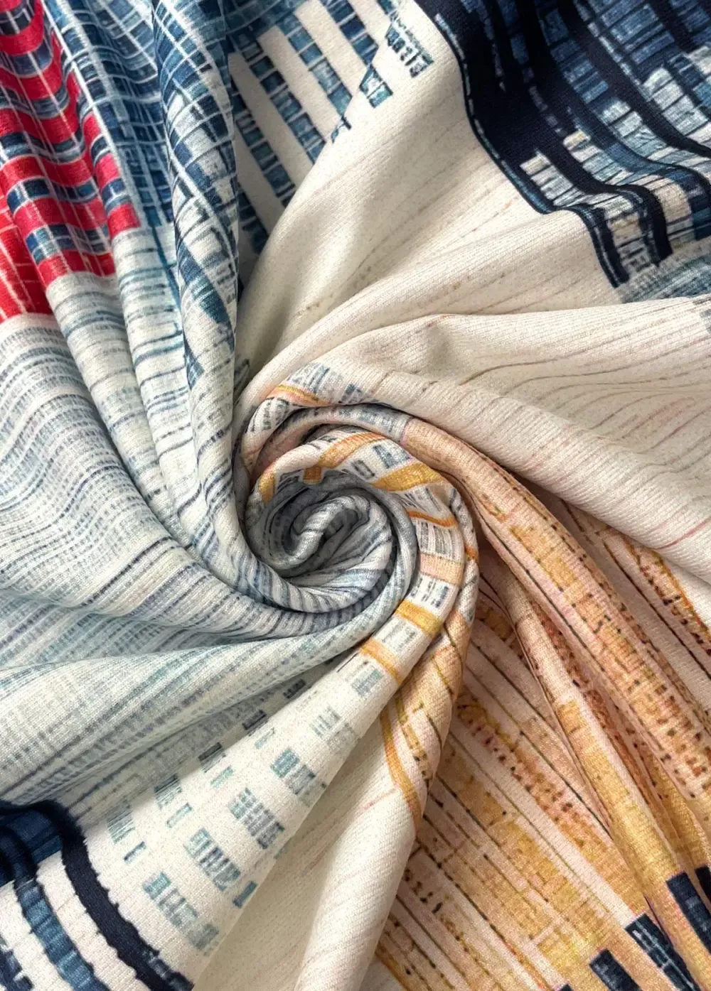 Multi Color Geometric Print A Line Long Sleeve Dress