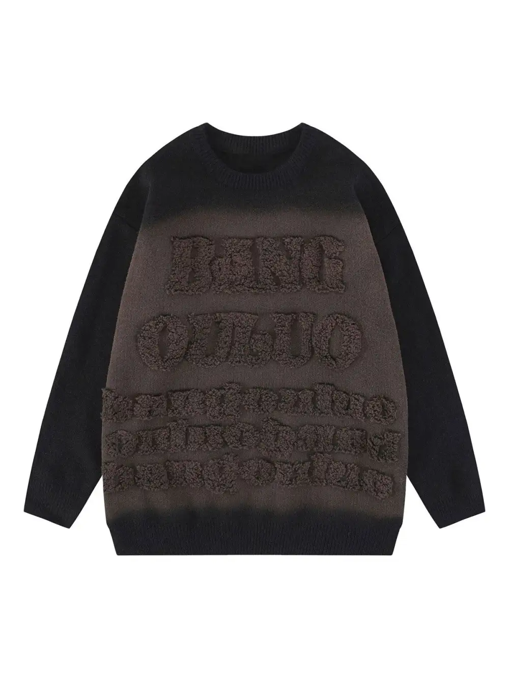 Retro Letters Jacquard Crew Neck Sweater