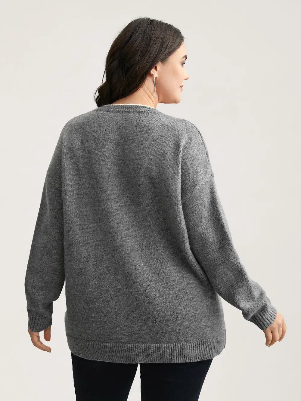 Floral Textured Crew Neck Pullover