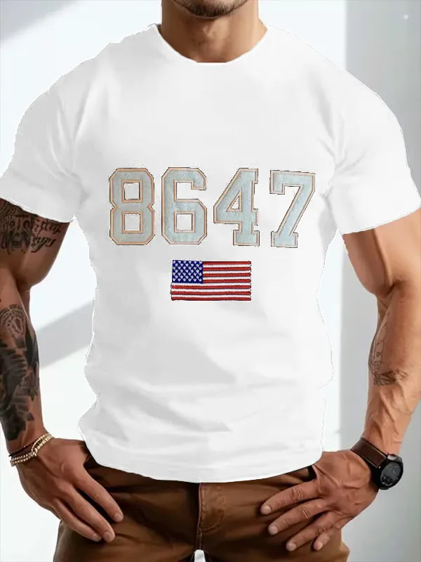 Men'S T-Shirt Men'S Vintage Print Casual T-Shirt 8467 Printed Cotton Short Sleeve