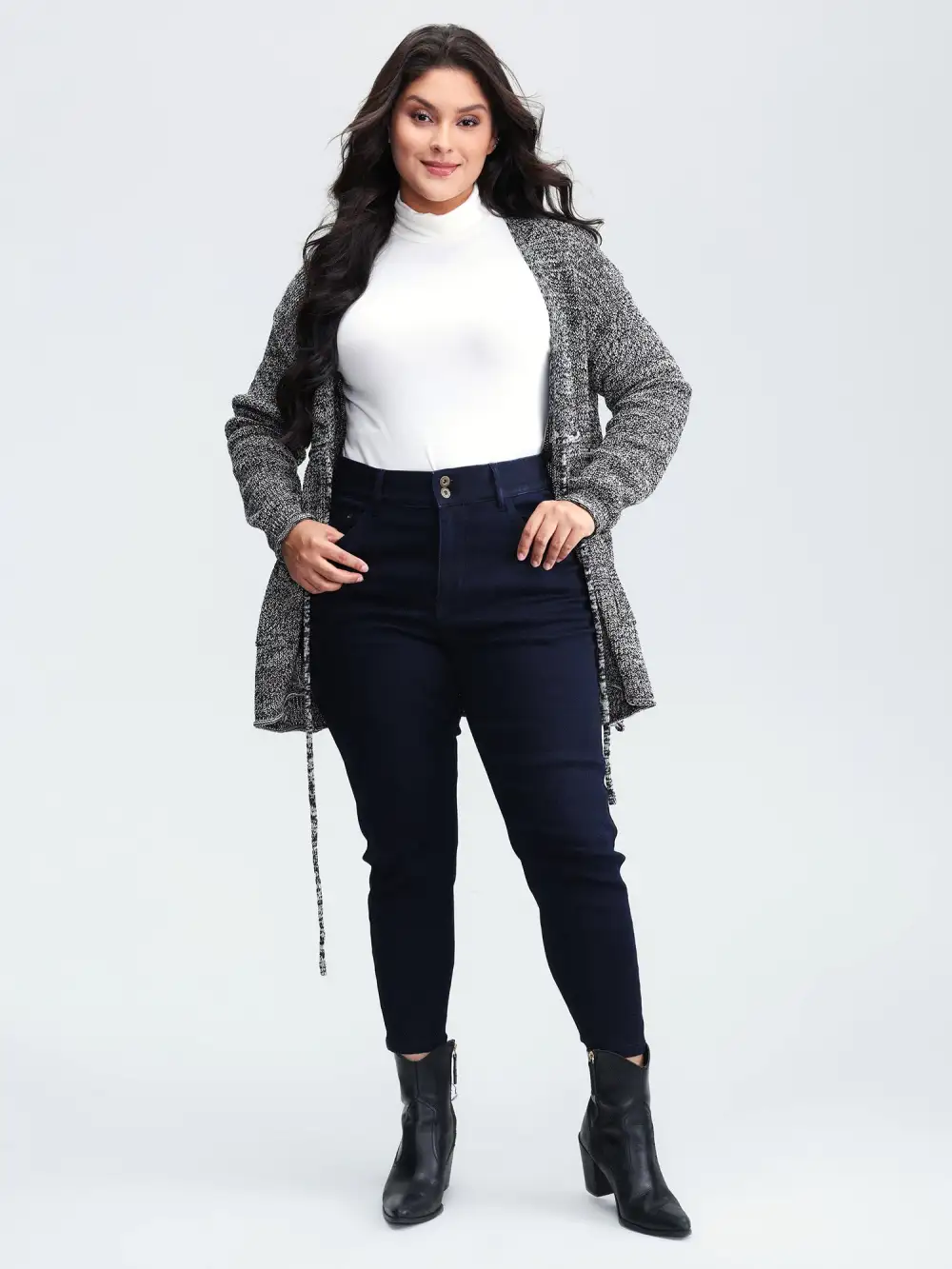 Heather Adjustable Waist Drawstring Knit Cardigan