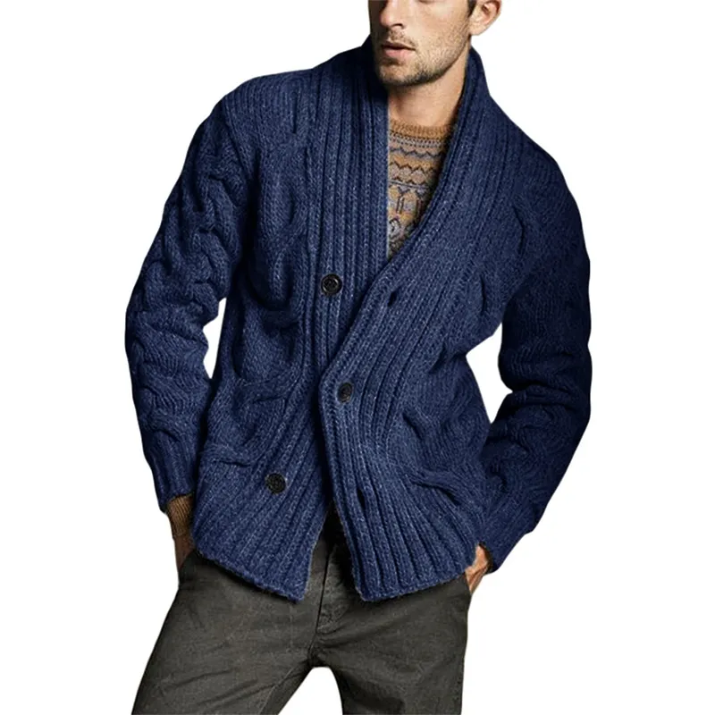 Men's Solid Color Knit Jacquard Sweater Jacket