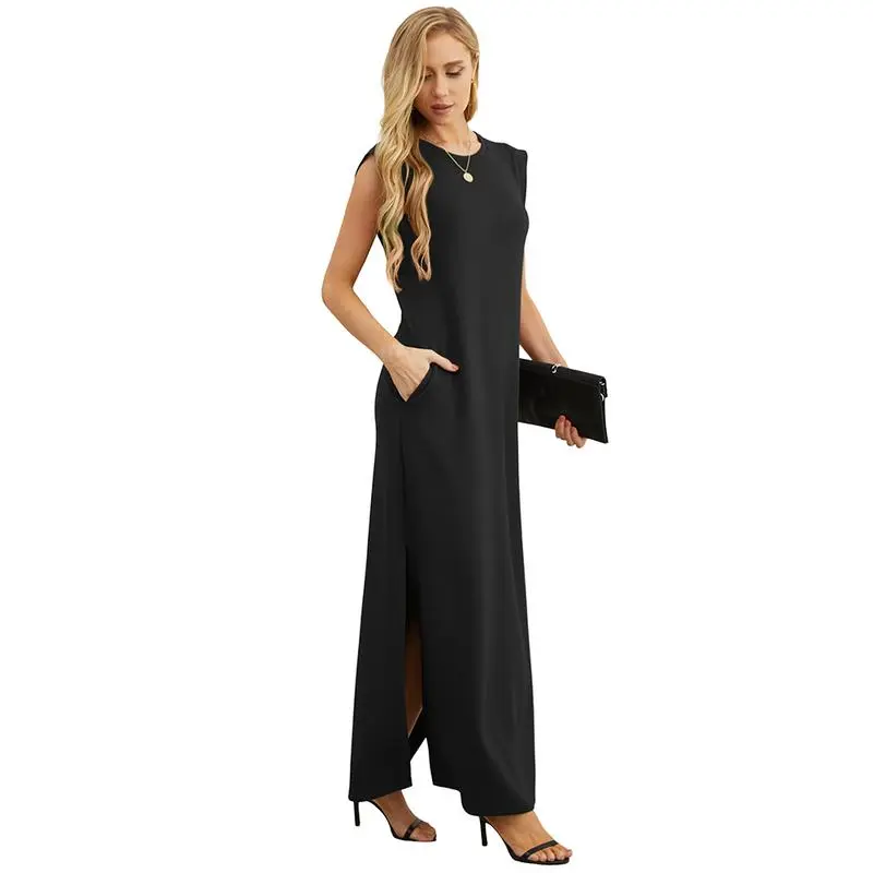 Women's Summer Maxi Dress with Pockets – Wrinkle-Free, Casual & Comfy