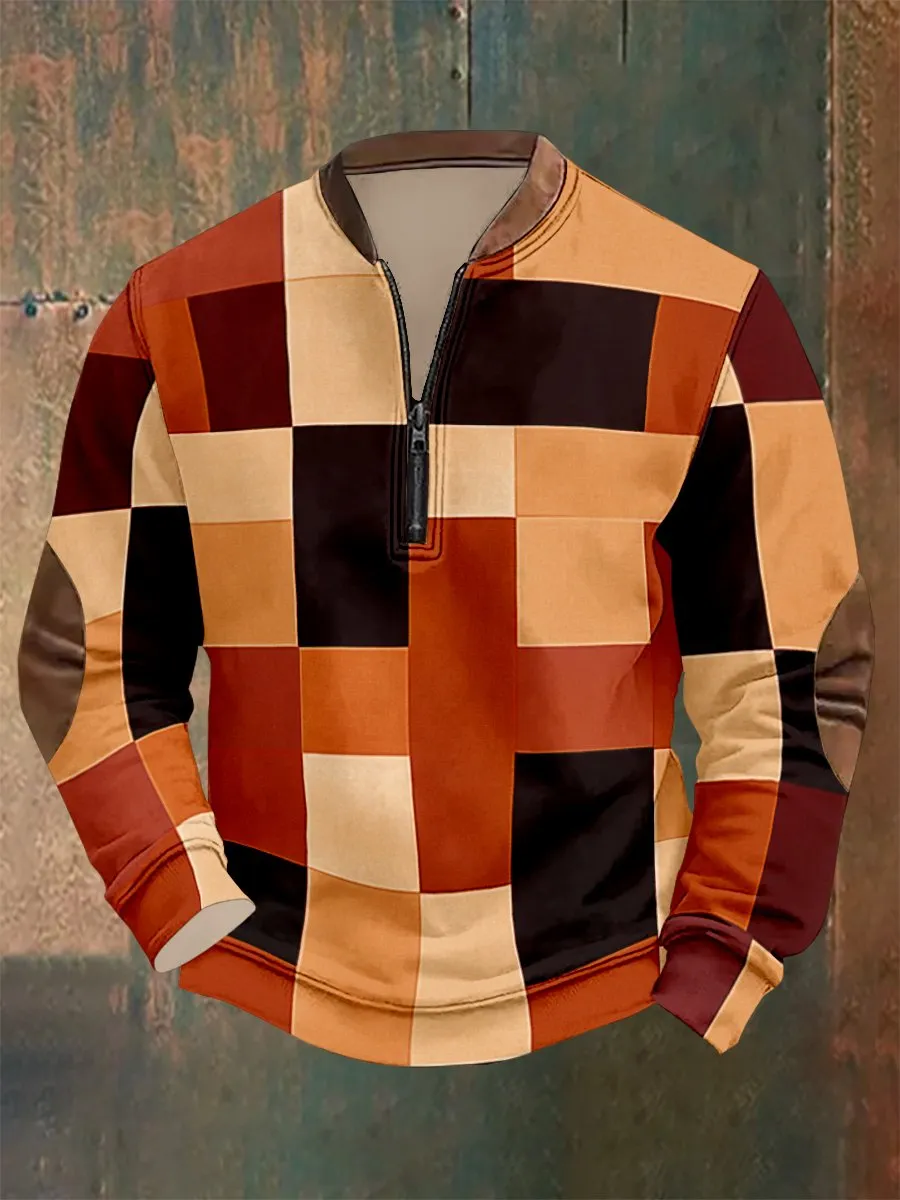 Men's Vintage Geometric Style Print Sweatshirt