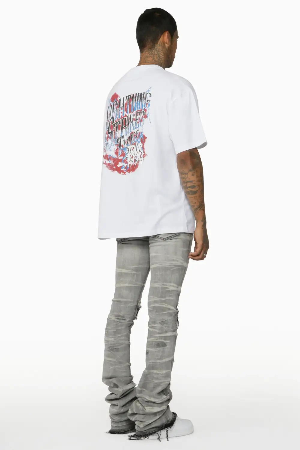 Sniper Light Grey Super Stacked Flare Jean