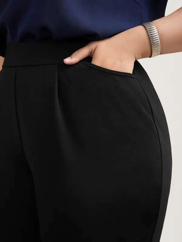 Pleated Stretchy Waist Skinny-Fit Pants