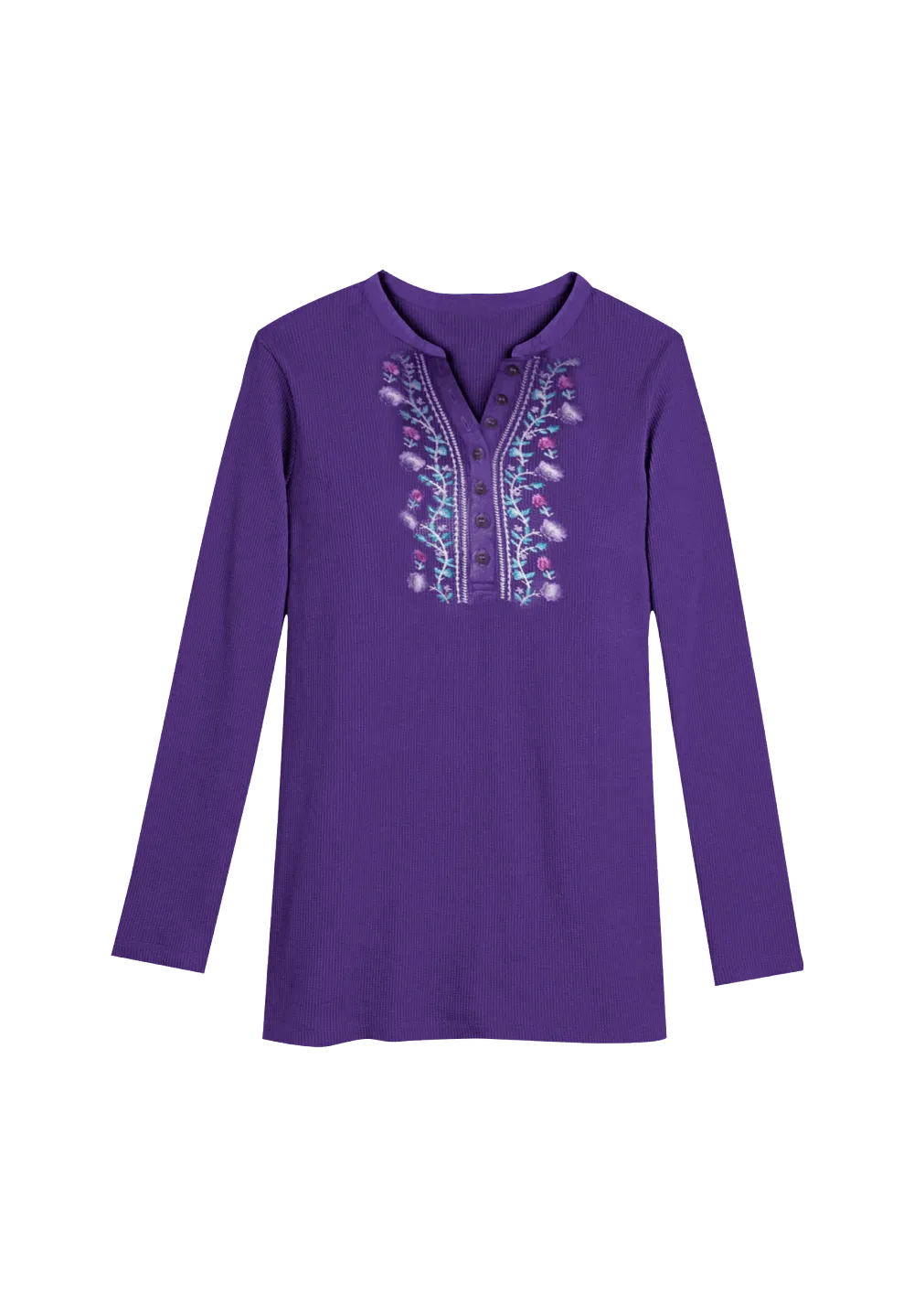 Embroidered Thermal Henley Tee