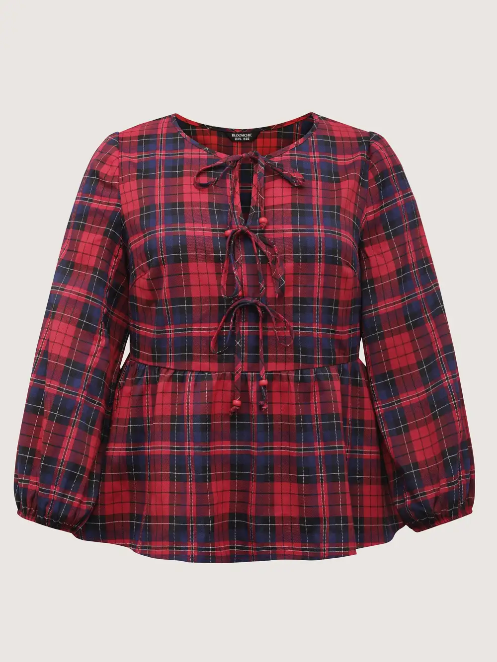 Festive Plaid Bowknots Adjustable Blouse