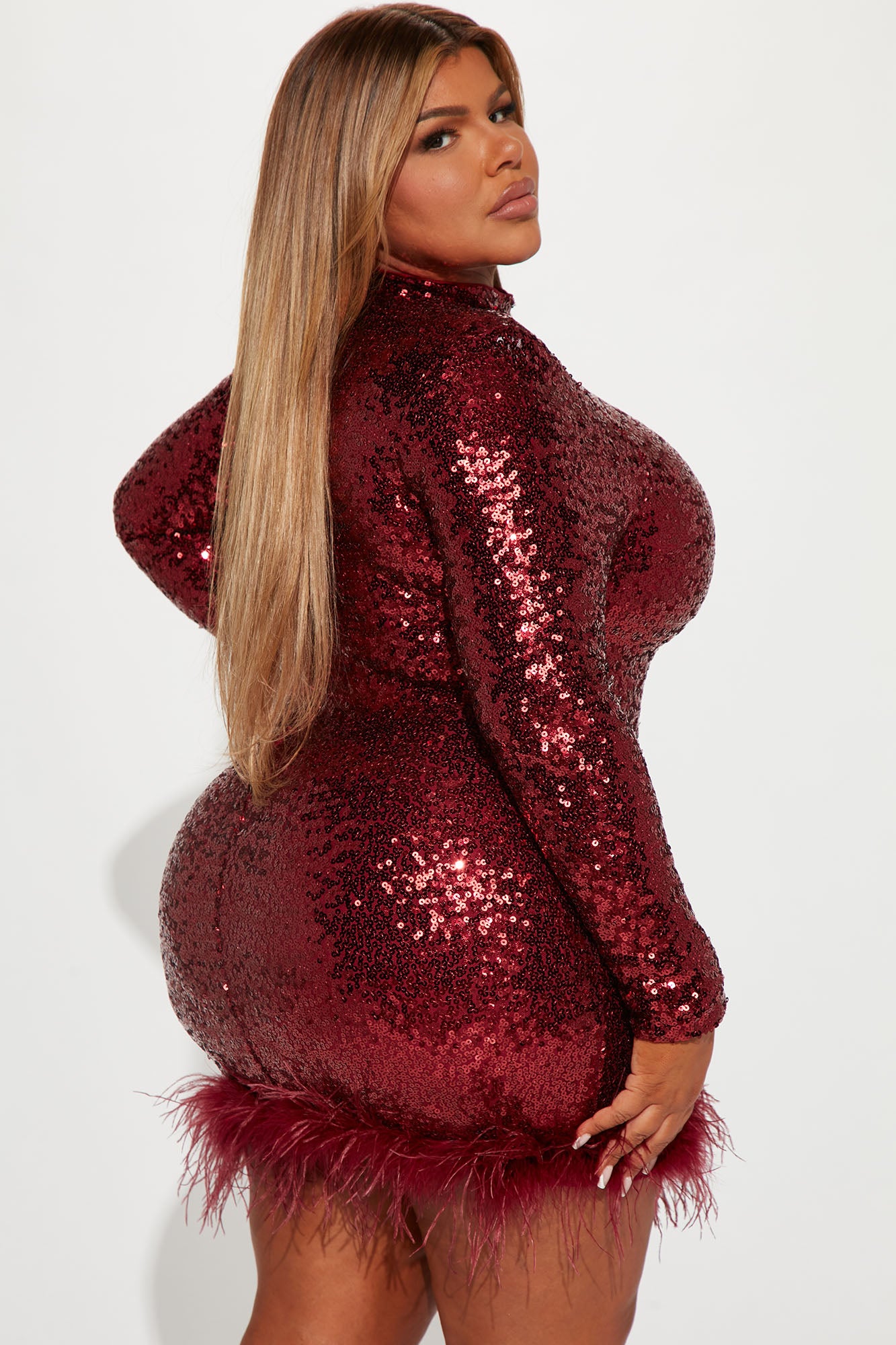 Sparkle In The Night Sequin Mini Dress - Burgundy