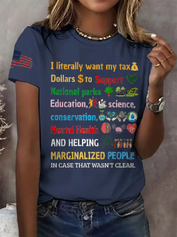 Women'S Support National Parks Print Round Neck T-Shirt