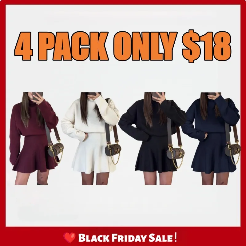 Women's Casual Half-High Neck Long Sleeve Knit Dress