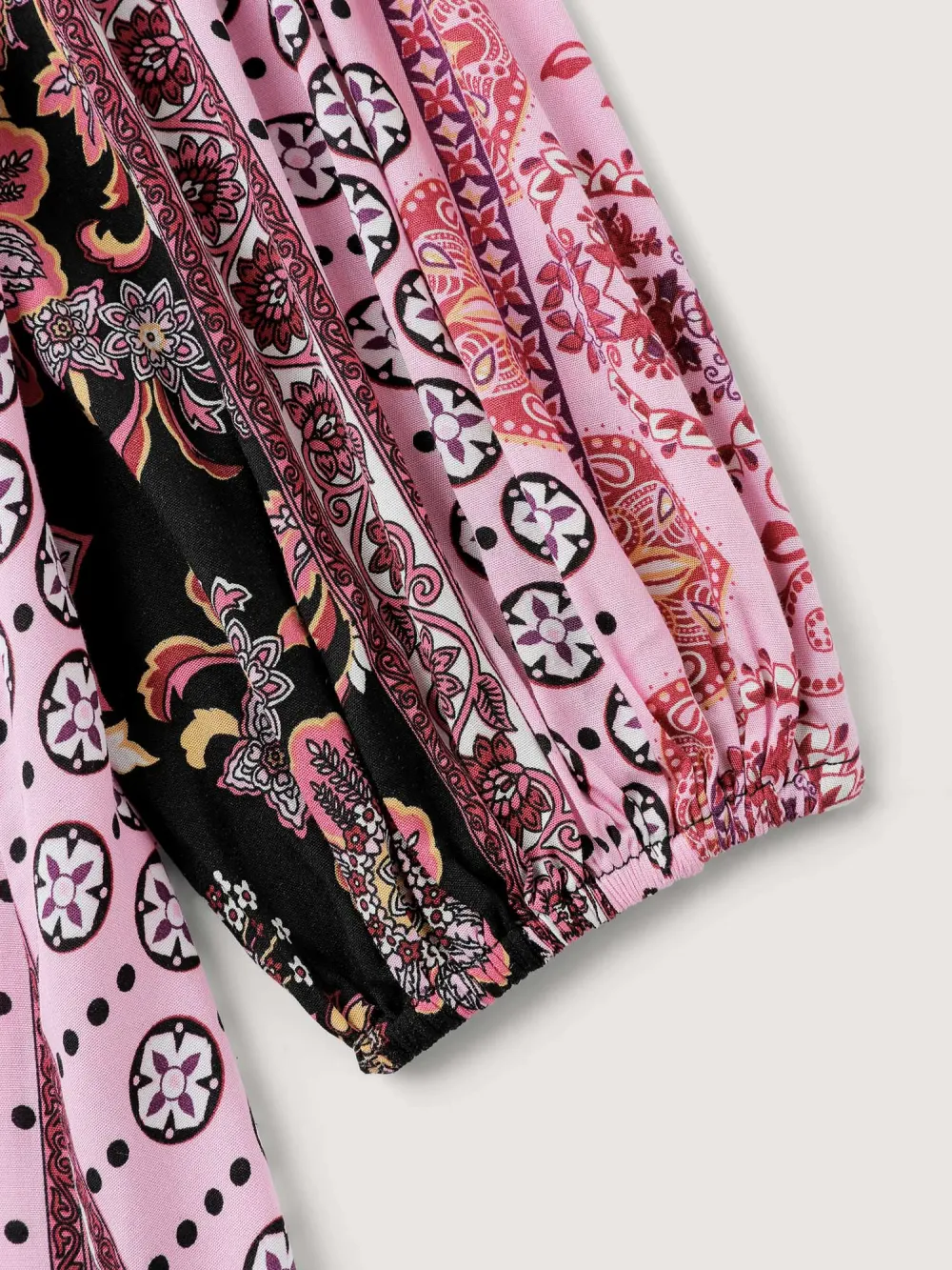 Floral Print Contrast Stripe Button Maxi Dress