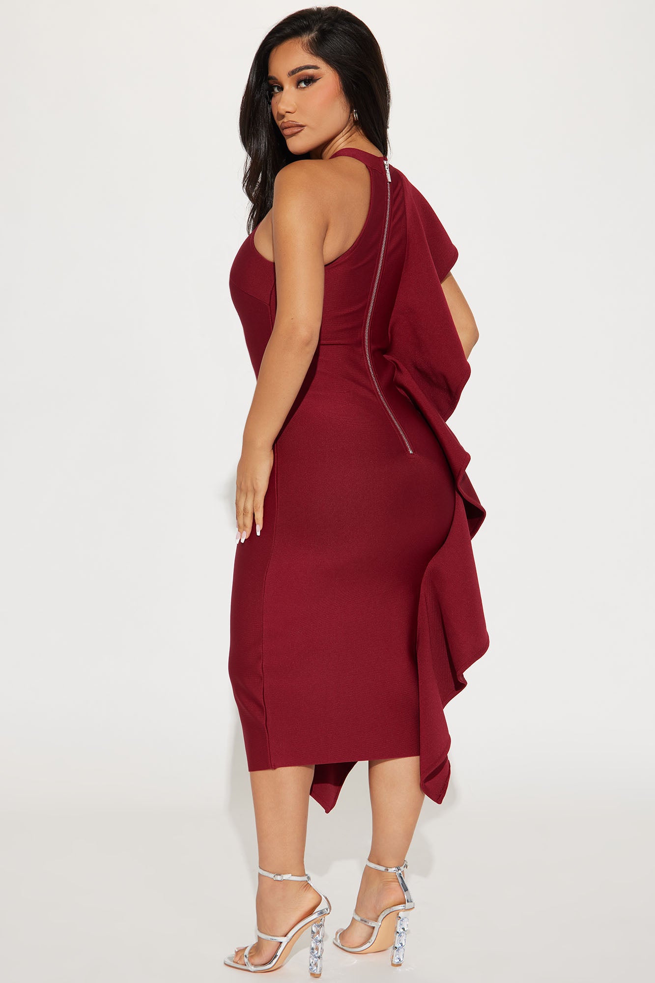 Raylin Bandage Midi Dress - Burgundy
