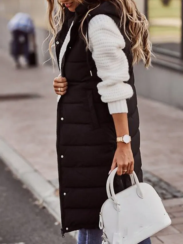 Women's Winter Jacket Vest Outdoor Street Daily Winter Fall Long Coat