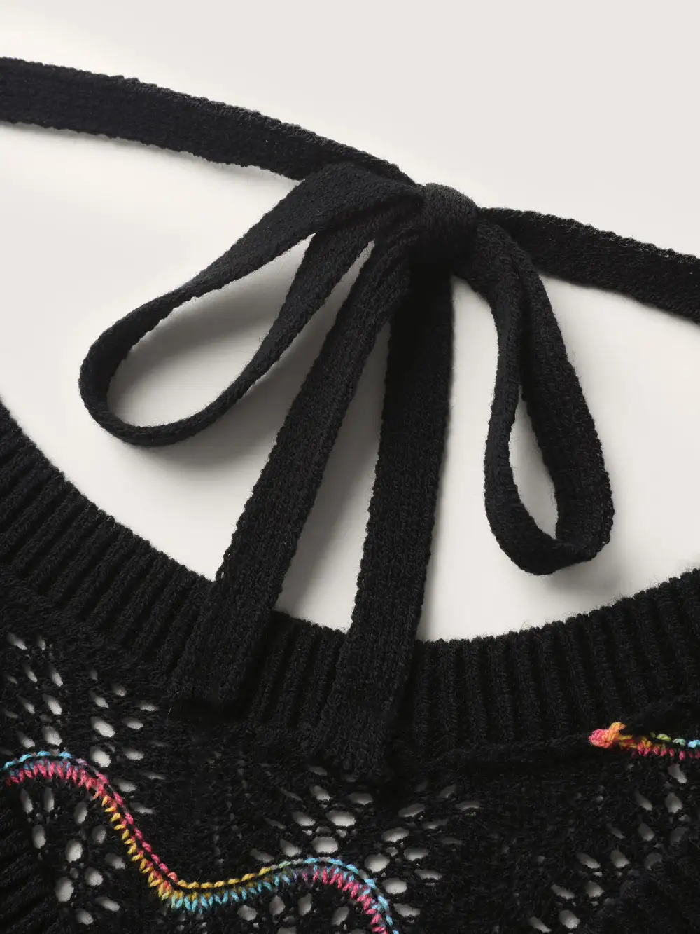 Ripple Textured Sheer Neck Backless Pullover