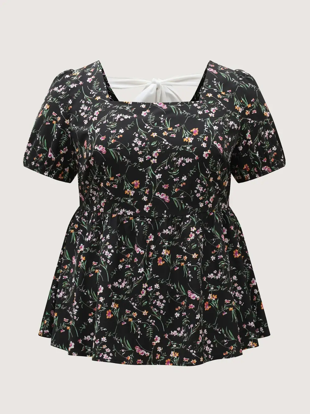 Floral Print Bow Back Detail Blouse