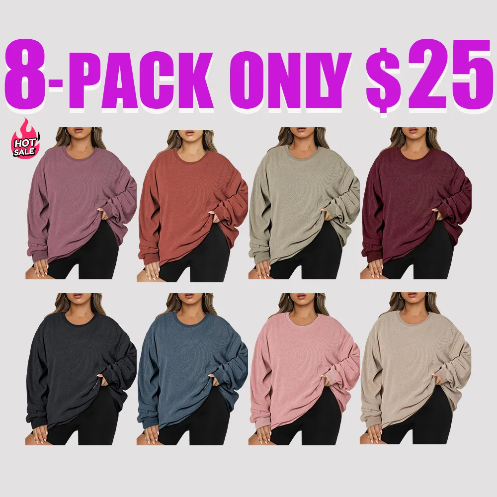 Women Plus Size Sweatshirts Long Sleeve Crew Neck Casual Oversized Soft Pullover Tops Shirts