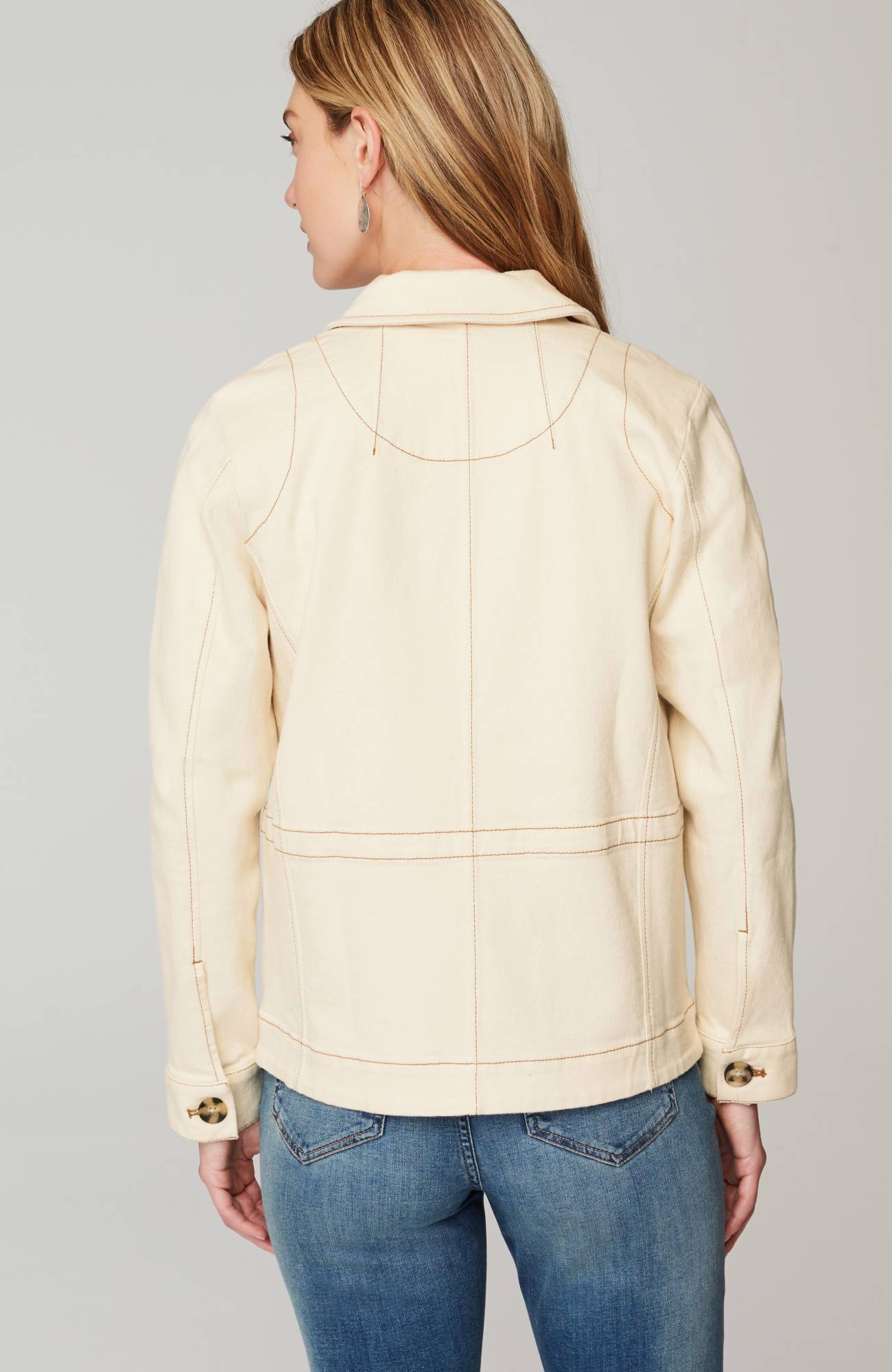 Curved-Hem Denim Jacket