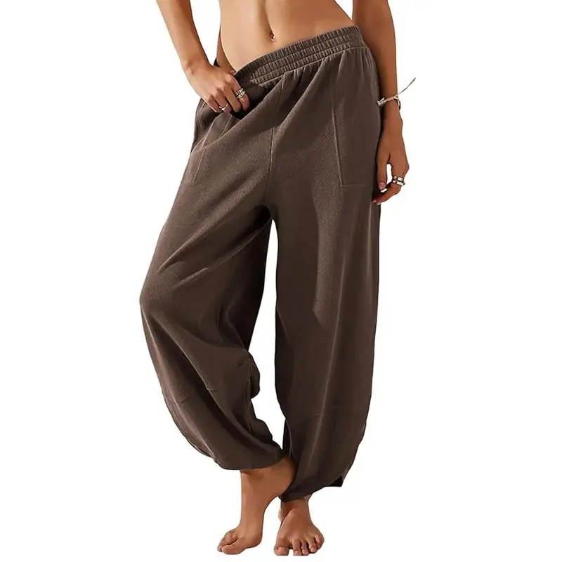 Women's Baggy Wide Leg Palazzo Pants – Casual Elastic Waist with Pockets