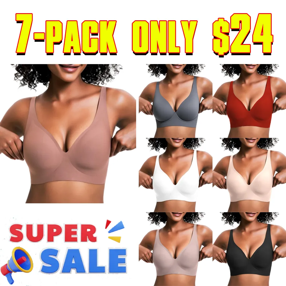 Women's Seamless Push-Up Wireless Bra – Deep V Bralette for Everyday Comfort