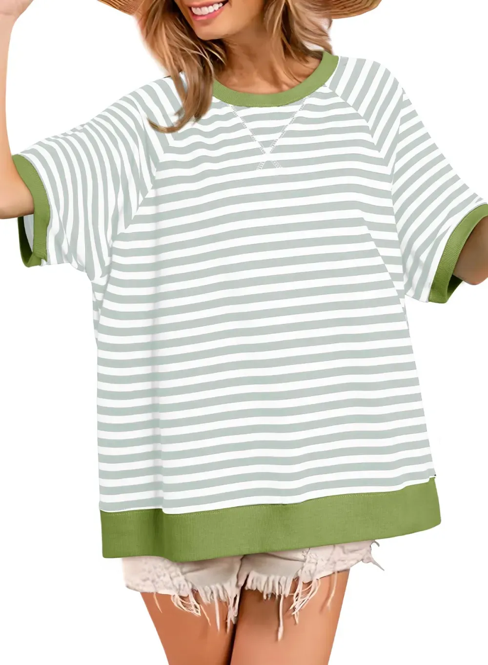 ✨Women's Oversized Striped Color Block Casual T-Shirt
