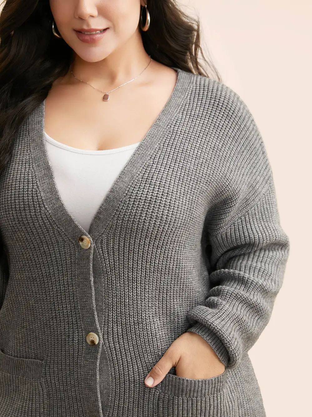 Supersoft Ribbed Drop Shoulder Wool Cardigan