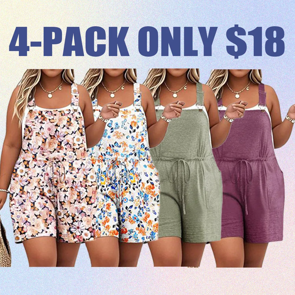 Plus Size Wide-Leg Jumpsuit with Pockets – Adjustable & Casual Fit for Summer