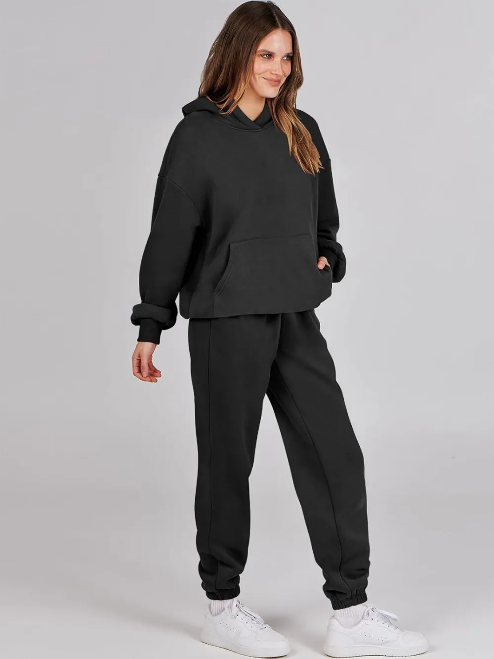 (Clearance Sale $1.99⚡) 2024 Women's Fall Oversized Casual Hoodie Two Piece Sweatshirt Jogging Pants Sweatshirt Set
