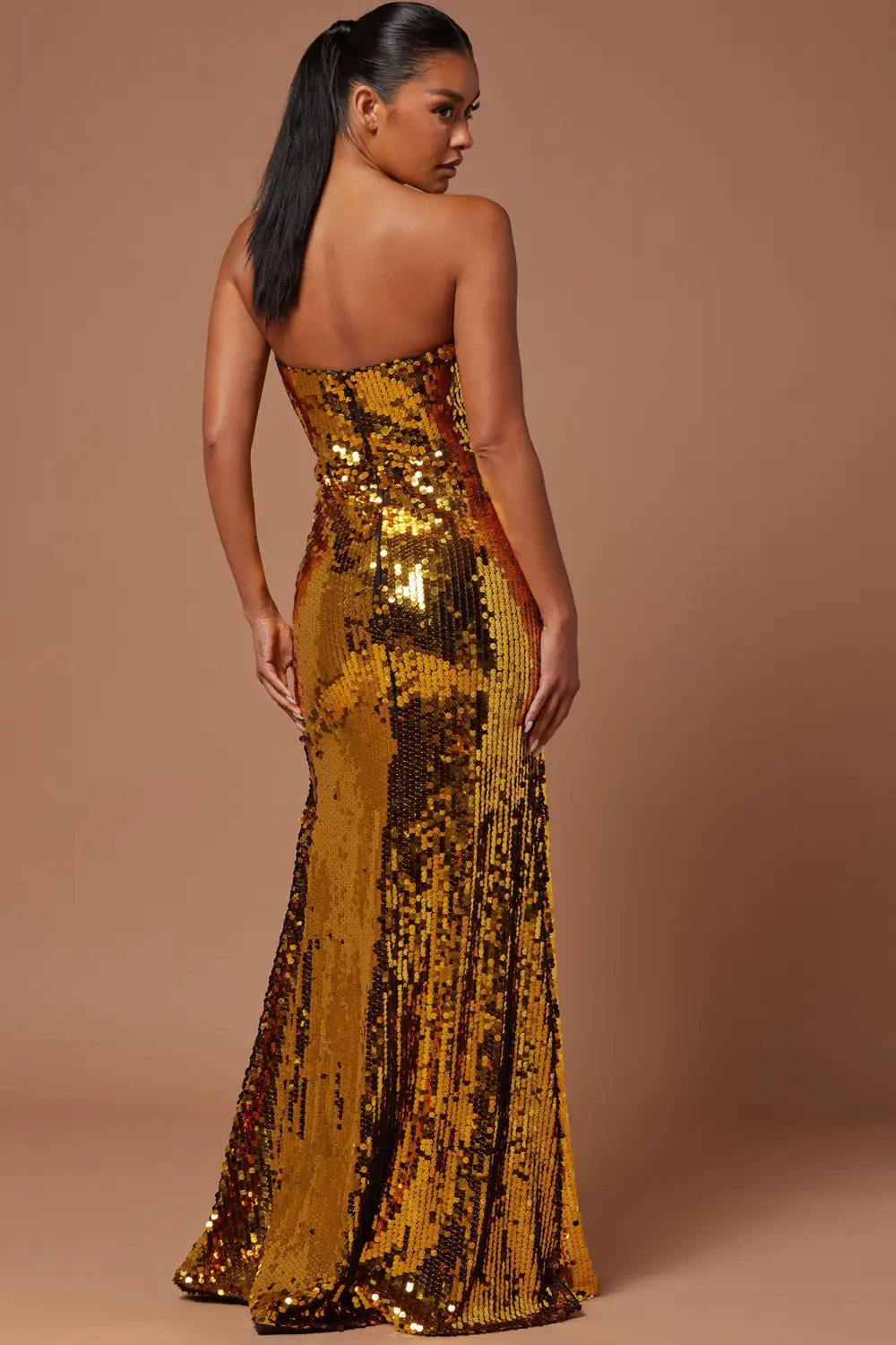 Claudette Sequin Maxi Dress - Gold