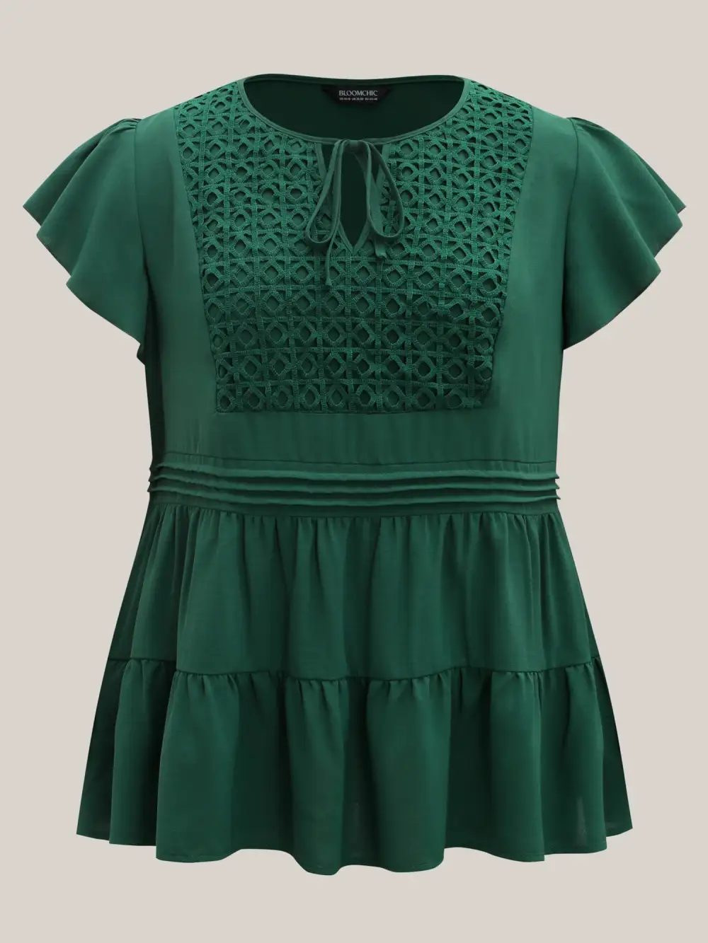 Textured Lace Tiered Solid Blouse