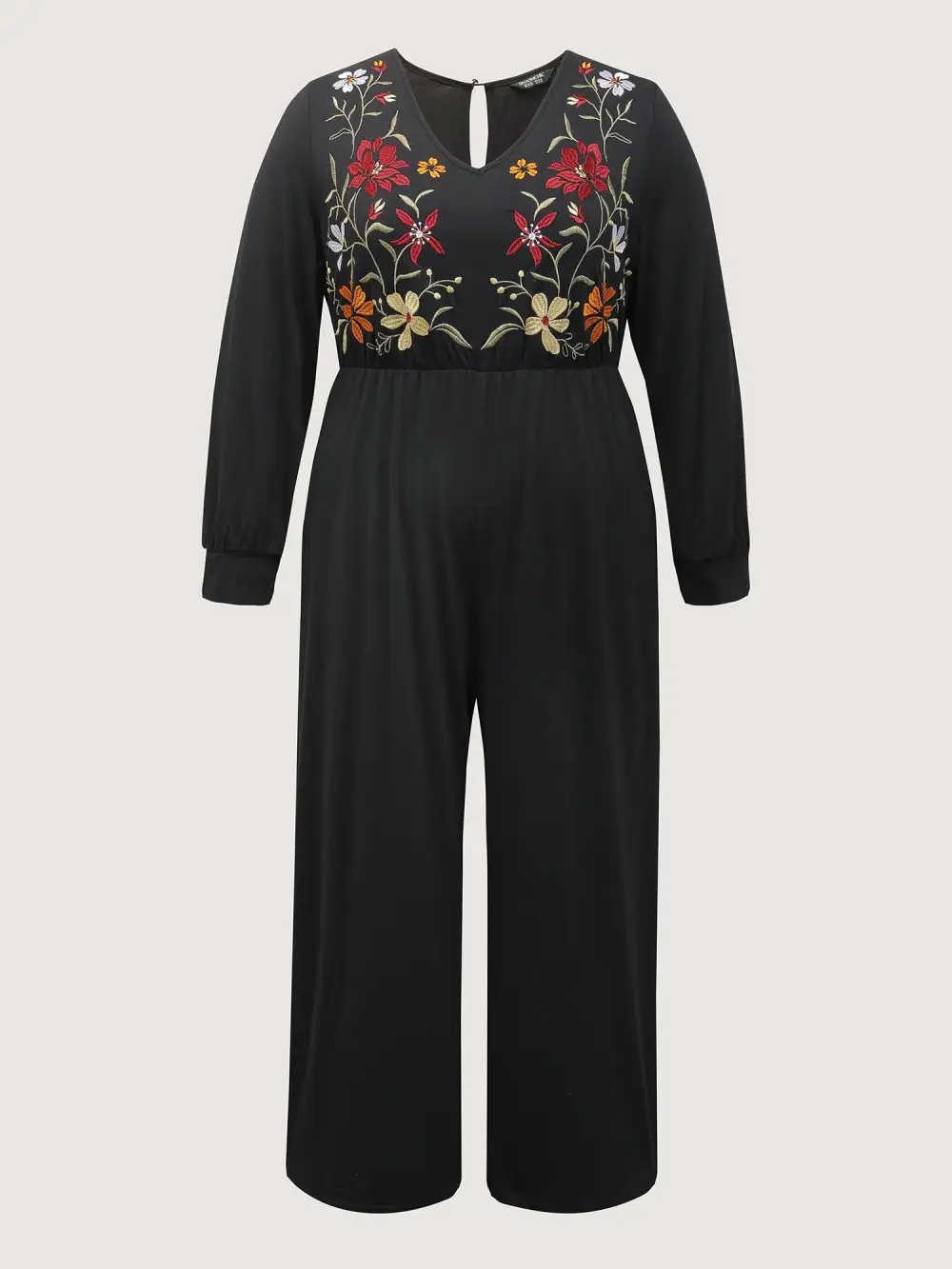 Floral Embroidered Bodice Stretchy Jumpsuit
