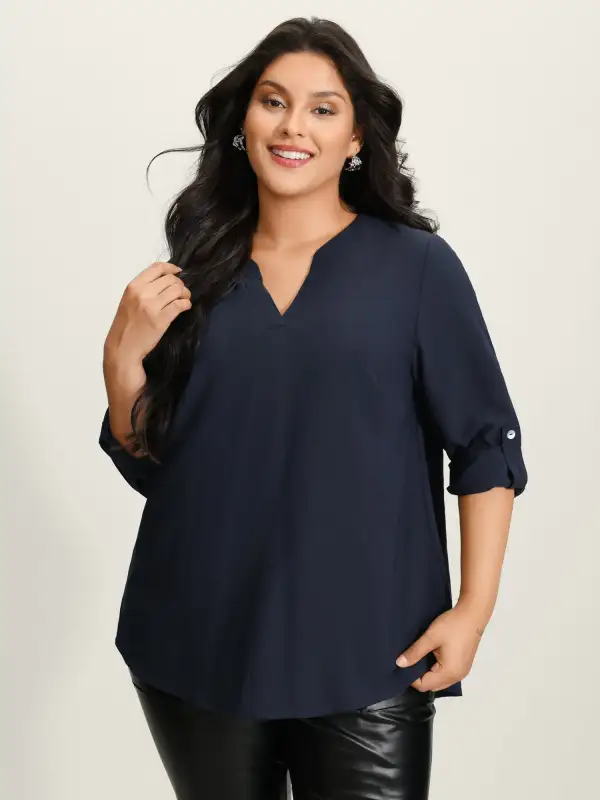 Tab Sleeve Button Back Detail Blouse