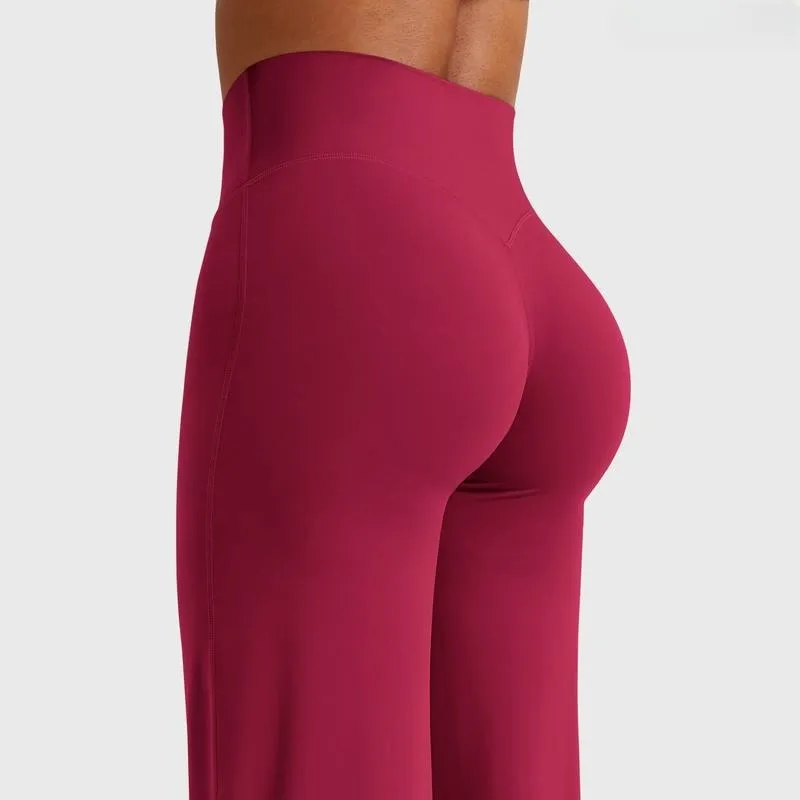 High-waisted straight-leg, seamless front-facing women's yoga leggings