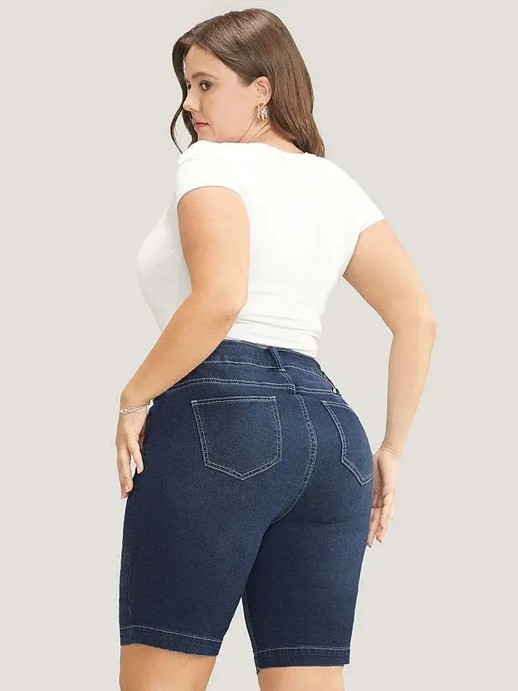 4 Pack Very Stretchy High Rise Dark Wash Denim Shorts