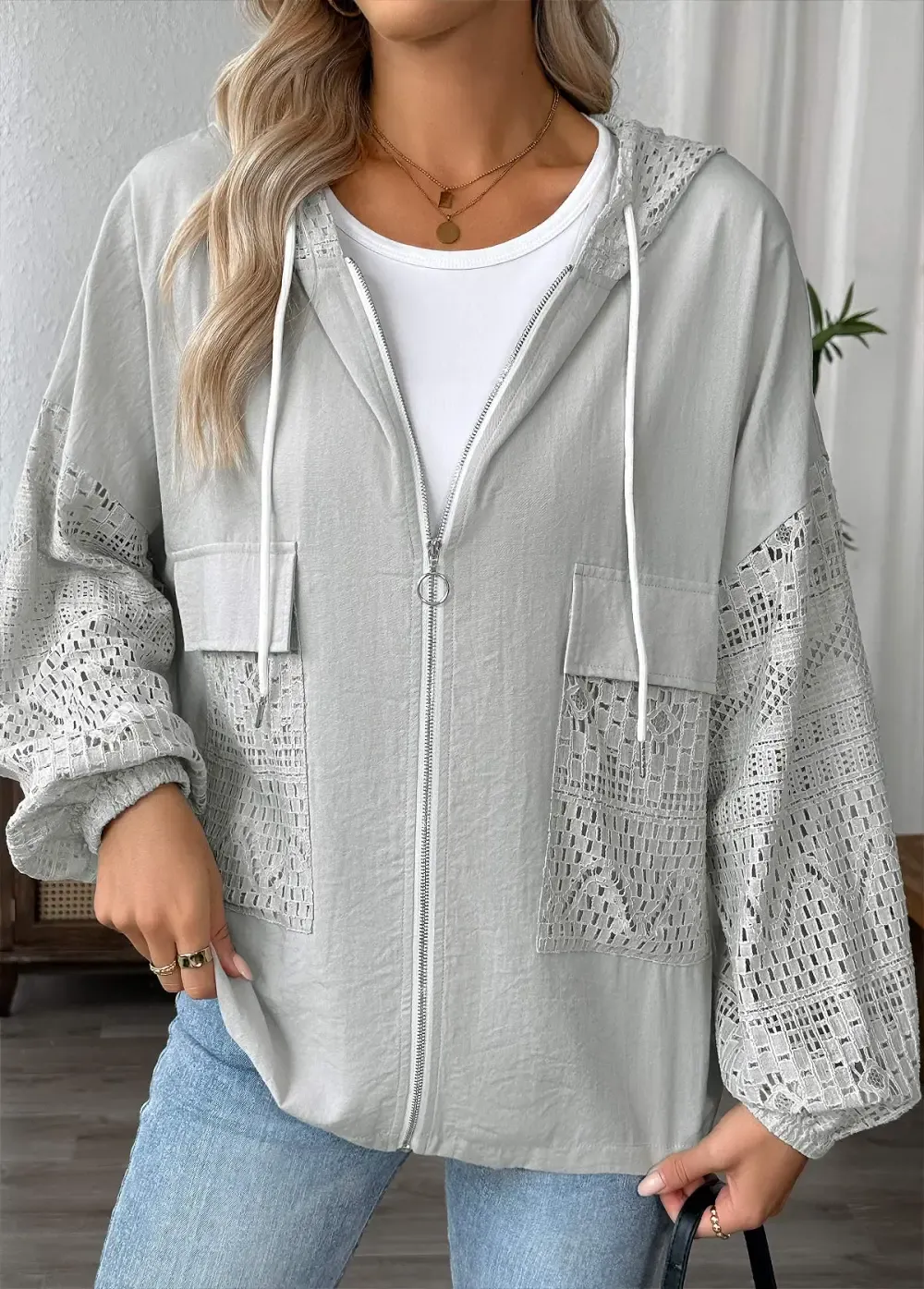 Light Grey Marl Long Sleeve Hoodie