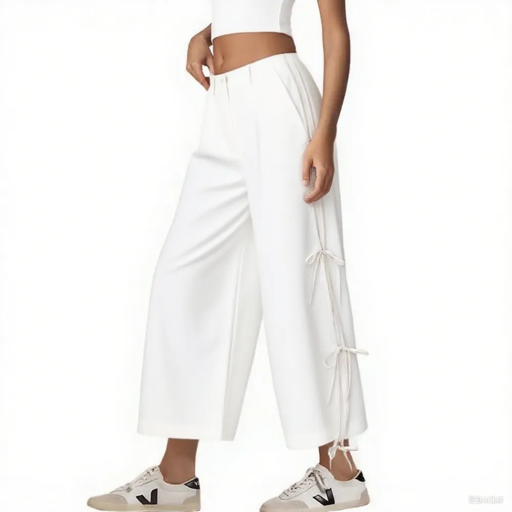 Women's Parachute Cargo Pants – High Waist, Elastic Drawstring Hiking Trousers with Pockets