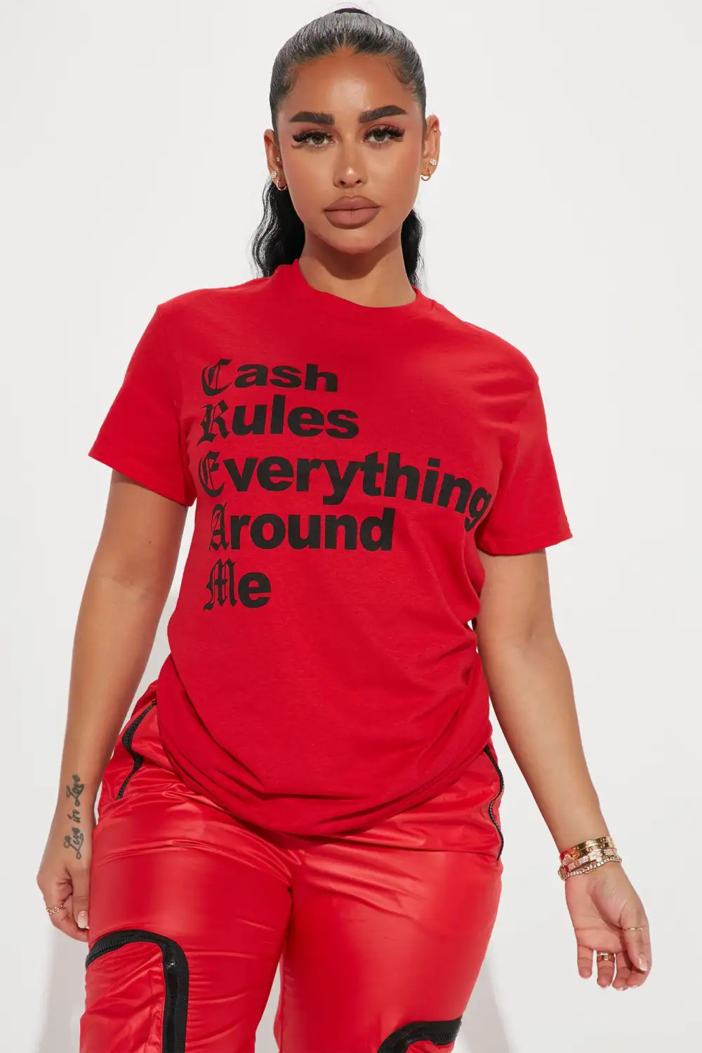 Monetary Motivation Graphic Tee - Red
