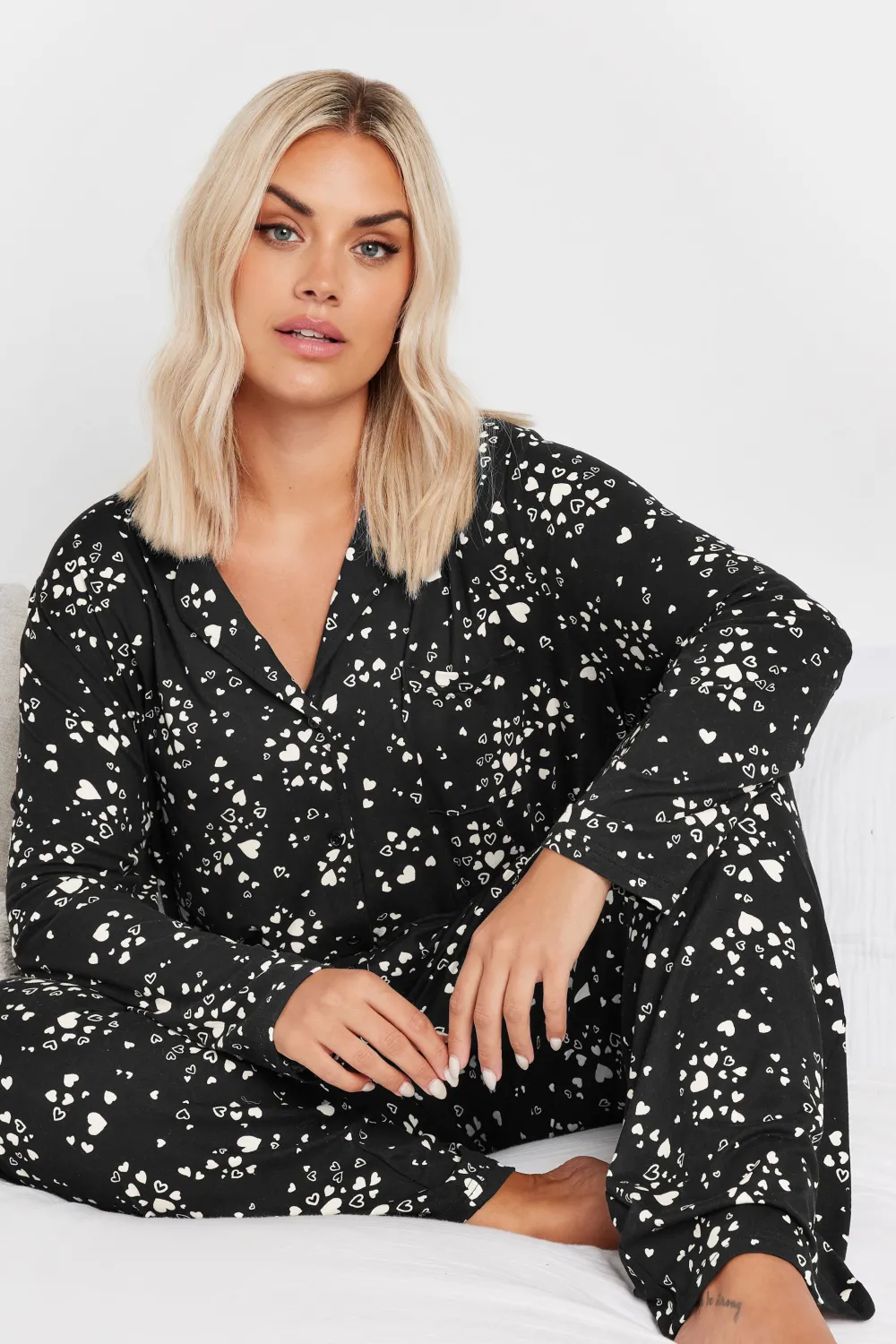YOURS Curve Red Check Print Soft Touch Pyjama Set