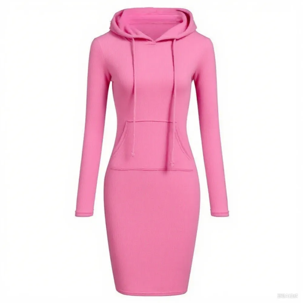 Autumn Casual Hooded Sweatshirt Dress for Women
