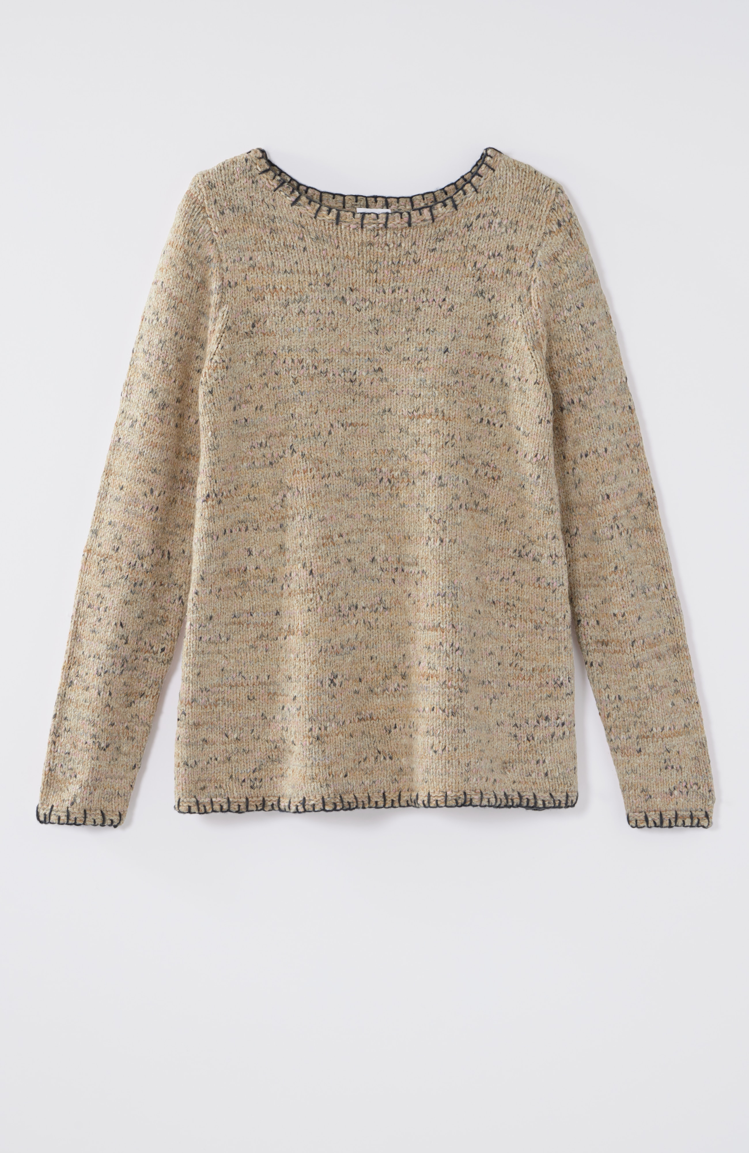 Pure Jill Whipstitch-Trimmed Pullover Sweater