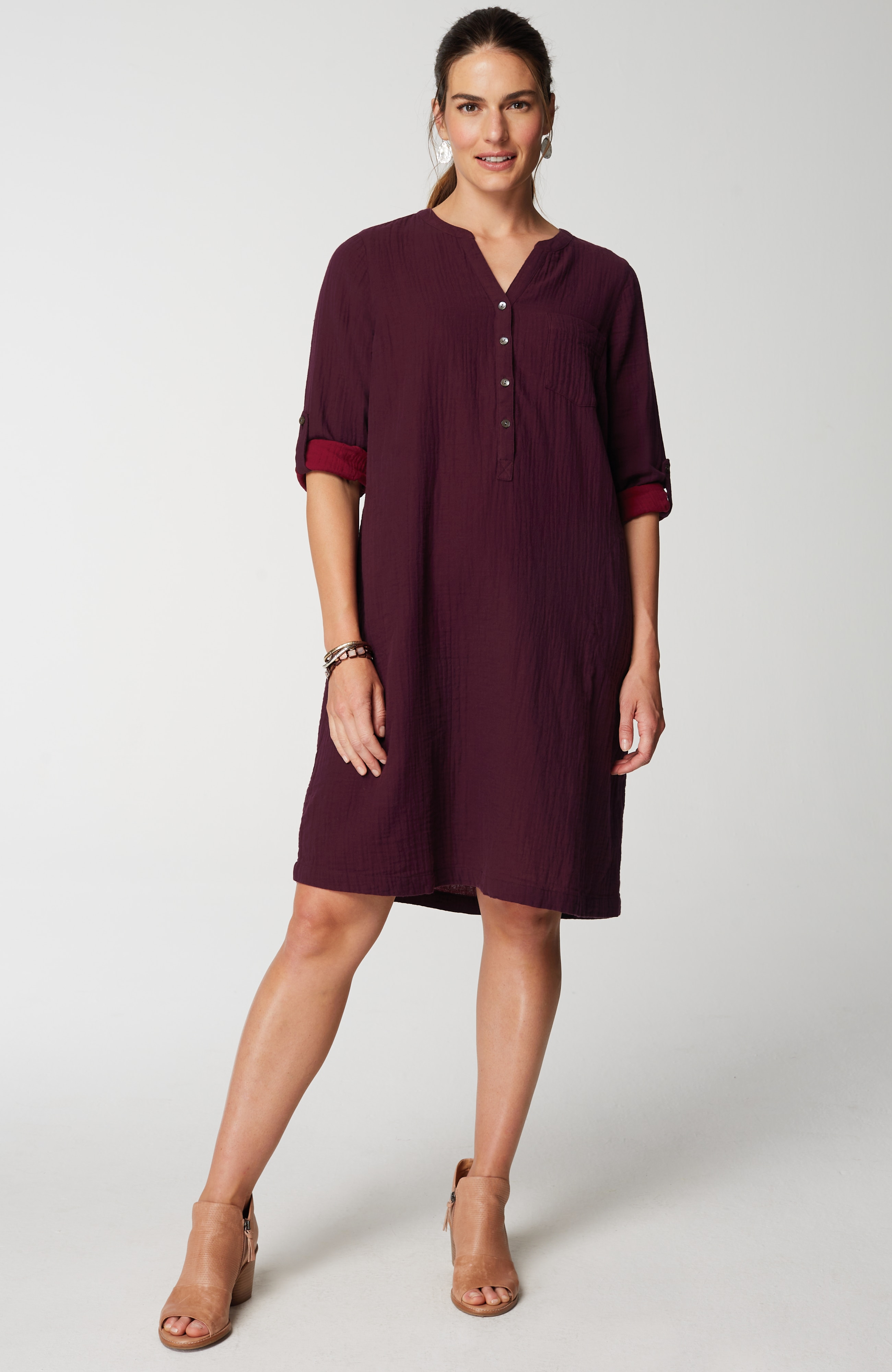 Pure Jill Color-Block Double-Cloth Dress