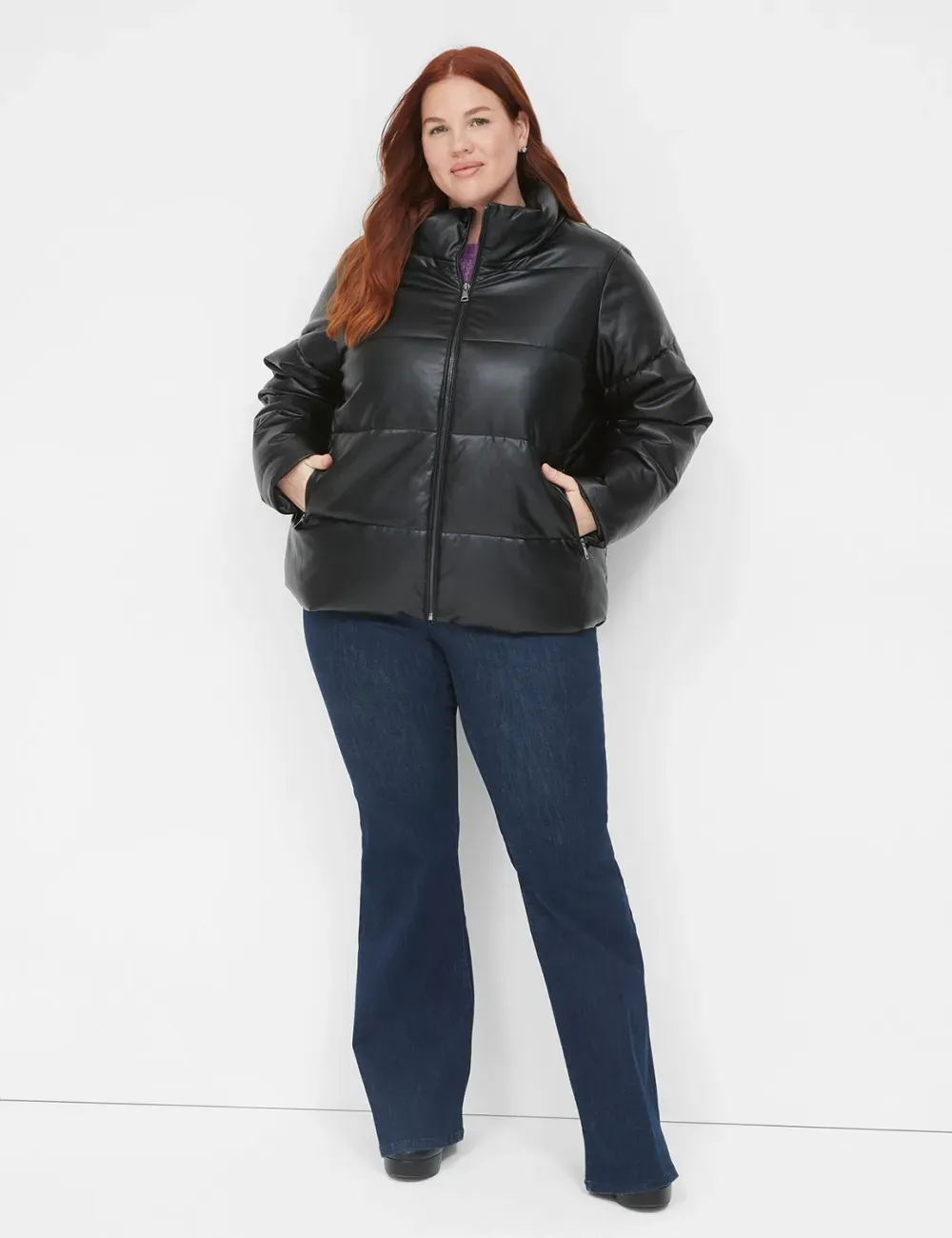 Faux-Leather Puffer