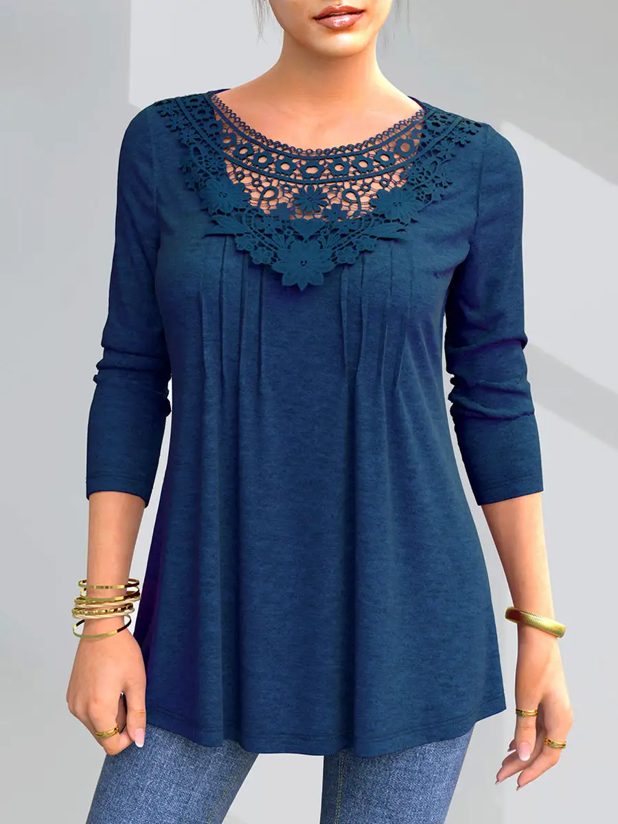 Spring/Autumn Lace Loosen Long Sleeve T-Shirt（⚡Clearance Sale）