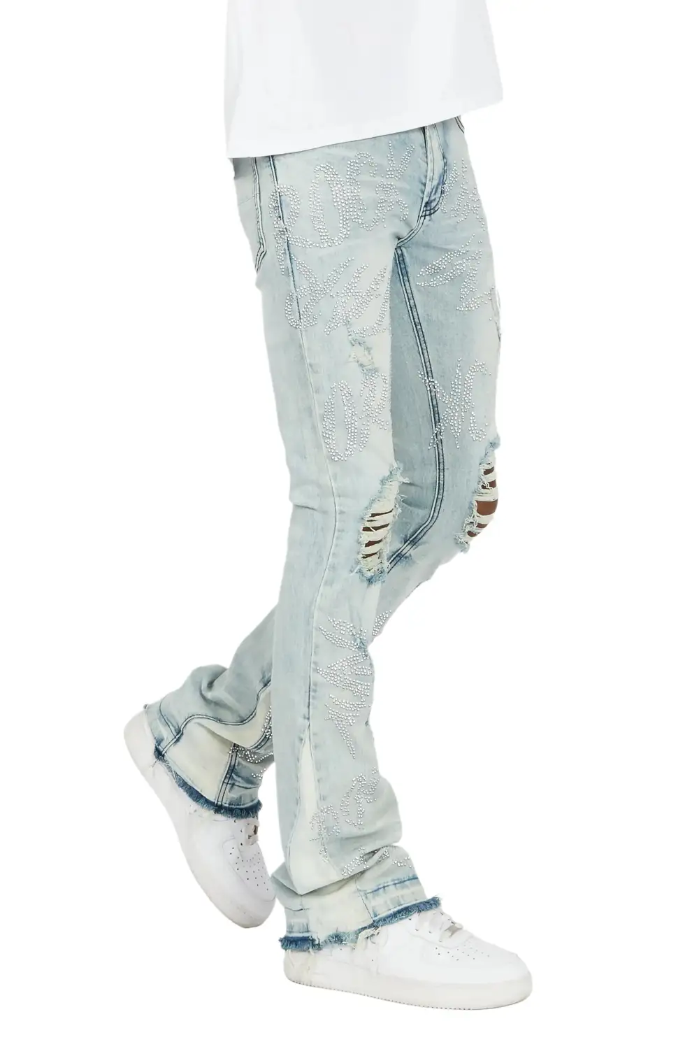 Cato Graphic Stacked Flare Jean-Blue