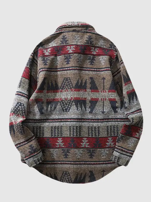 Men's Western Classic Geometric Ethnic Blend Wool Jacket
