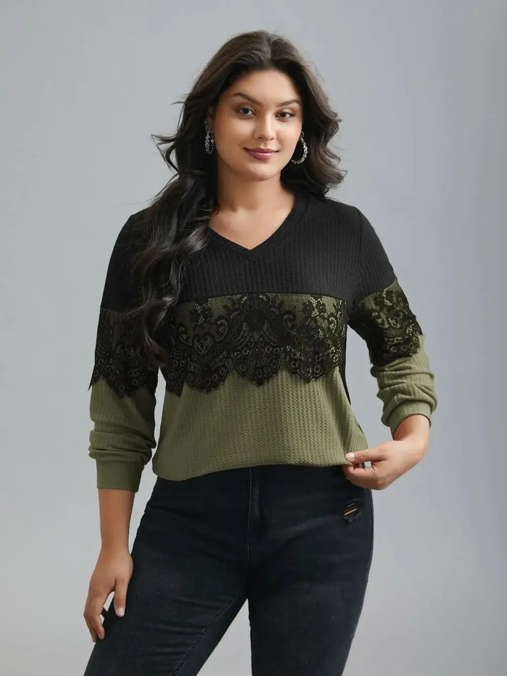 Crochet Lace Mesh Contrast Patchwork Top