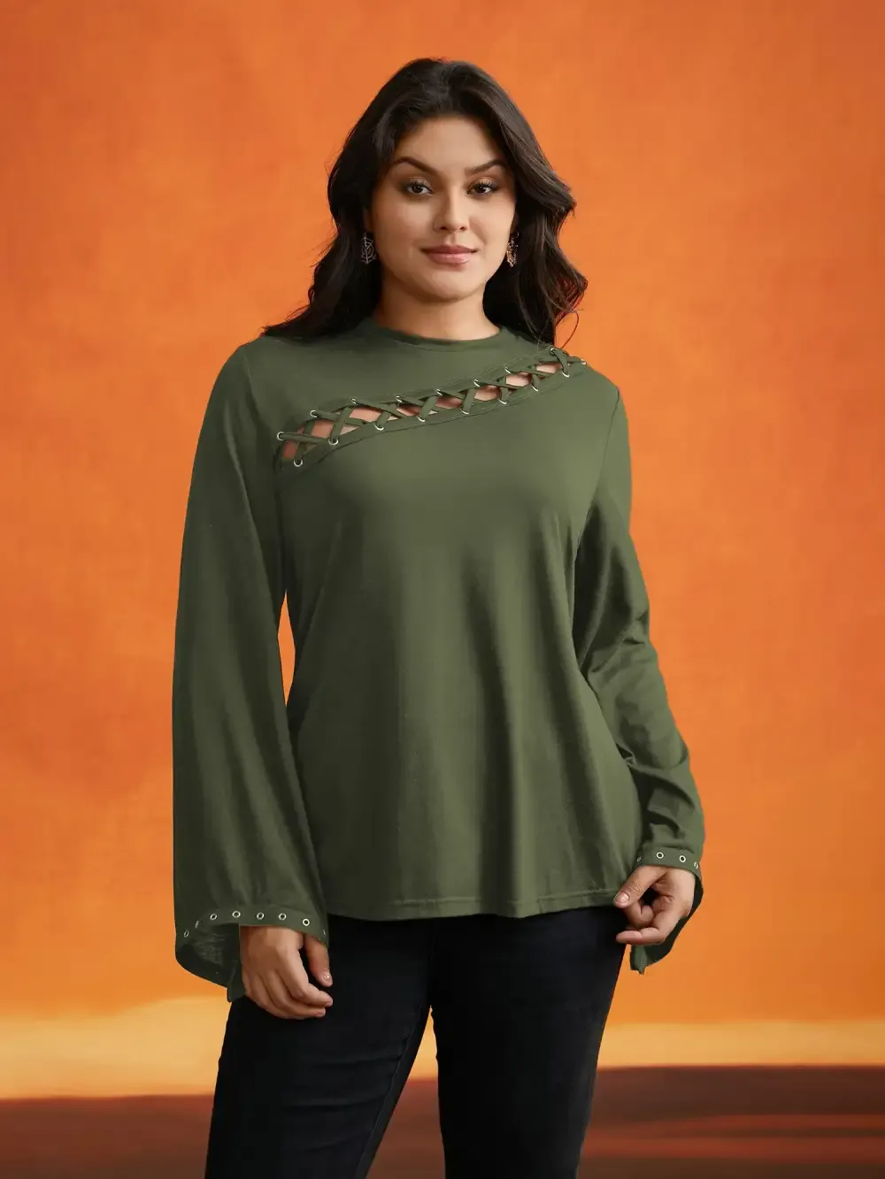 Peek-A-Boo Cut-Out Neckline T-Shirt