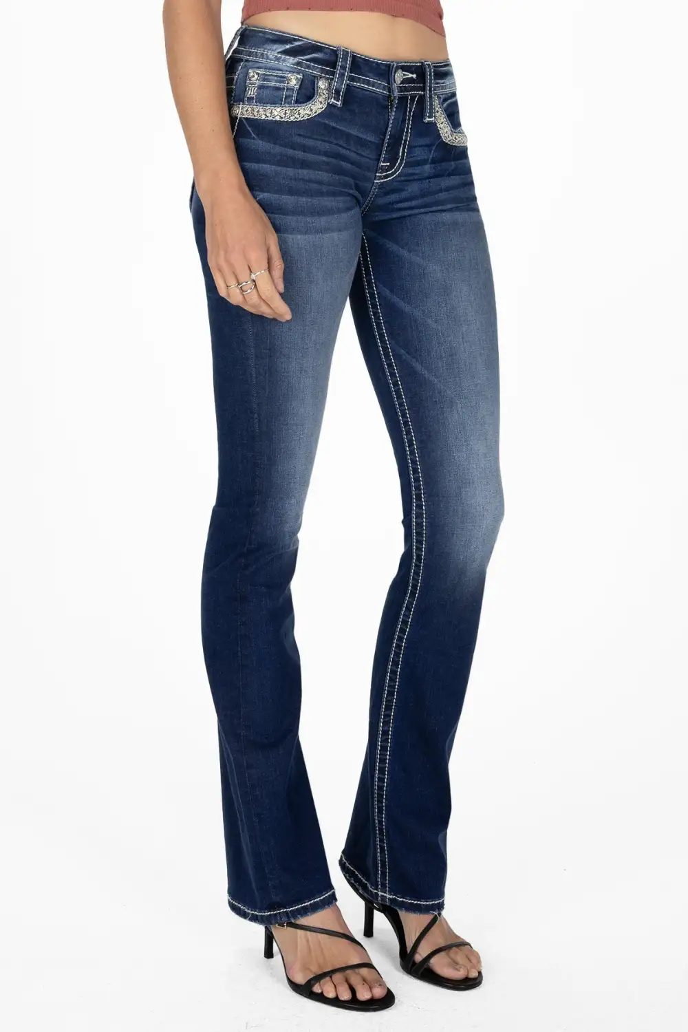 Aztec Stitch Border Bootcut Jeans