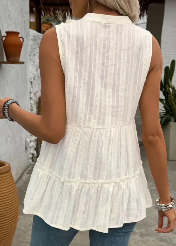 Beige Sleeveless V Neck Tank Top